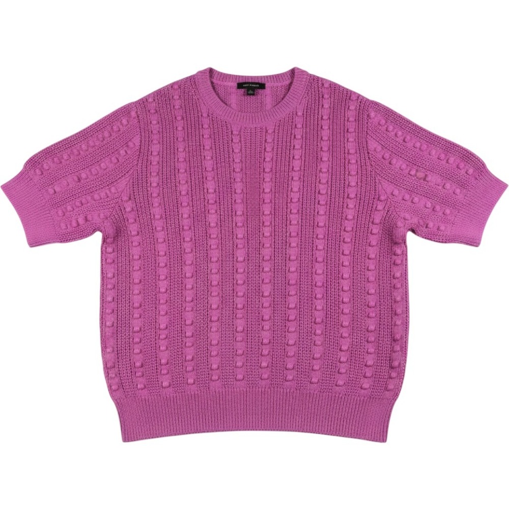 Ann Taylor XL Pink Short Sleeve Bobble Knit Cotton Blend Sweater Business Casual